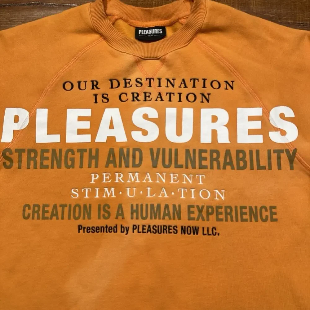 Pleasures Oversized Sweatshirt Mens S Orange Pullover Sweater Relaxed Fit City